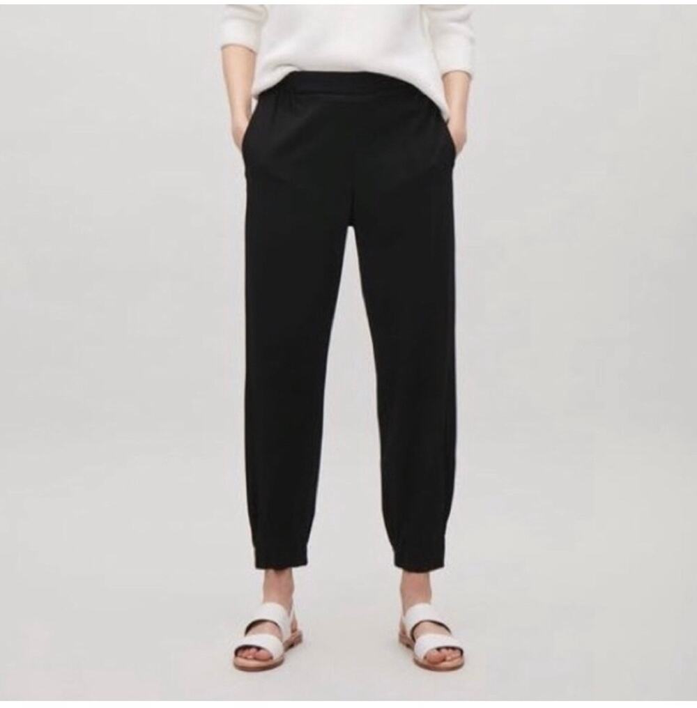 COS Pants Womens 8/10 Navy Blue Jogger Track Pull On Viscose Solid Classic Taper